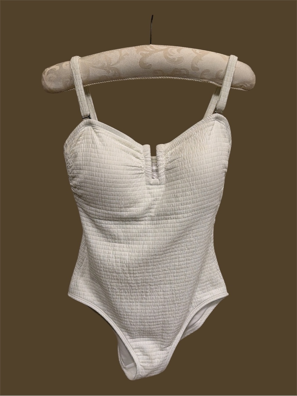 DKNY White Textured One-Piece Swimsuit